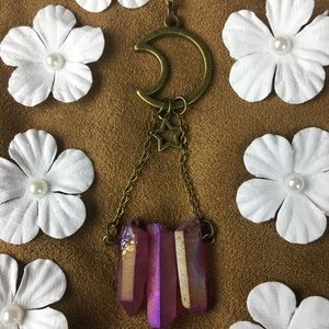 *NWT* Red Crystal Bronze Moon Necklace